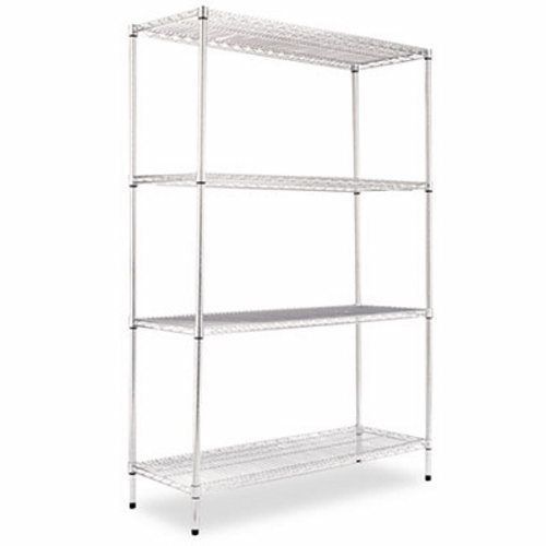 Alera Wire Shelving Kit, 4 Shelves, 48w x 18d x 72h, Silver (ALESW504818SR)