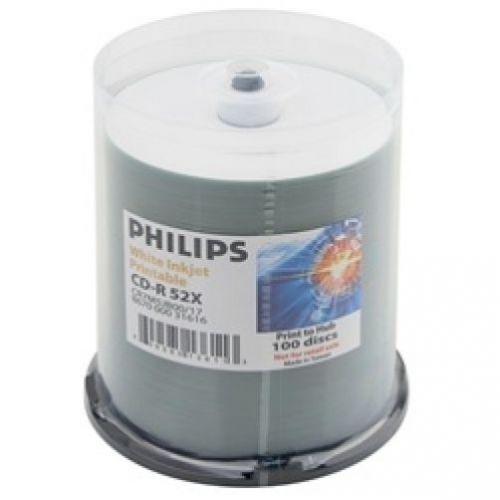 600 Philips 52x CD-R 80min 700MB White Inkjet Hub in Cake Box