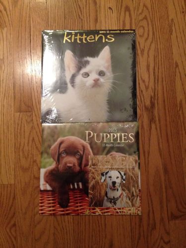 Lot Of 2 New 2015 Wall Calendars Kittens And Puppies Cute!