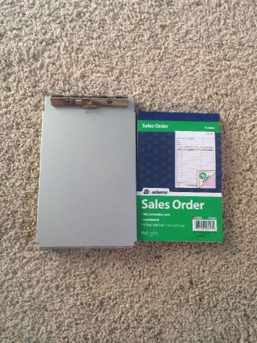 Office Depot Memo Size Clipboard Aluminum Storage Form Holder Silver W/ Receipts