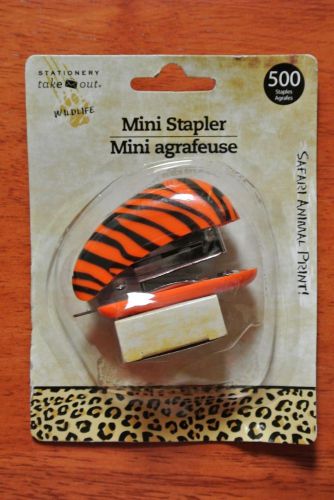 STAPLER TIGER STYLE ANIMAL PRINT ORANGE ON THE GO FOR PURSE OR DESK USE