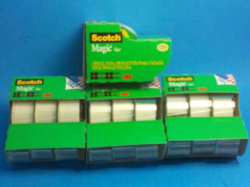 12 Rolls w/ Dispenser 3M 3105 NEW 4x3-Packs Scotch Magic Tape 3/4&#034; x 300&#034;  Pks.