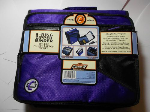 2&#034; Case-It 3-RING ZIPPER BINDER w/PADDED LAPTOP/IPAD POCKET- LT007 Purple- New!