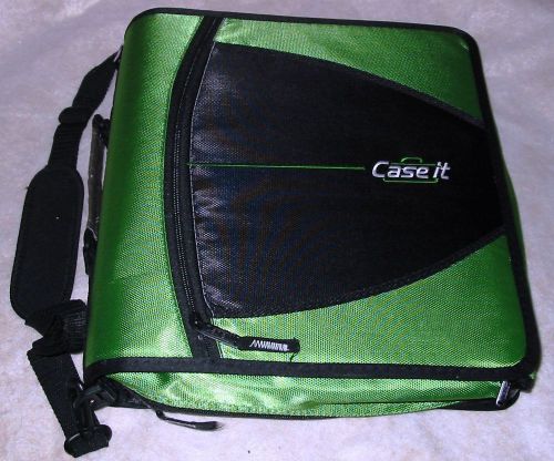 Green case-it mighty zip tab school office binder with shoulder strap for sale