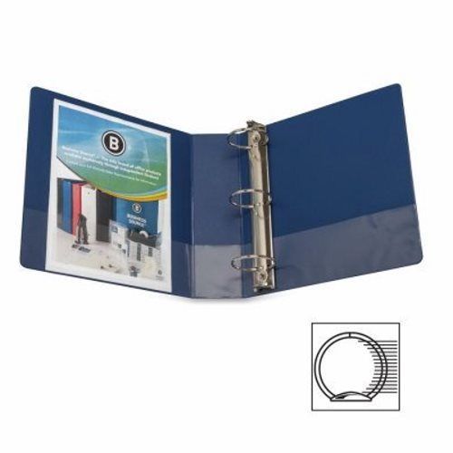 Business Source Round Ring Binder, w/ Pockets, 3&#034;, Dark Blue (BSN28661)