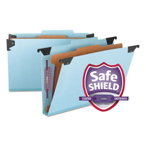 Four Section Hanging Classification Folder, Pressboard/Kraft, Legal, Blue