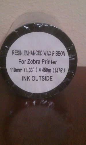 Zebra printer 4.33&#034;x1476&#039; resin enhanced wax ribbon ink outside for sale