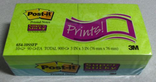 5,400 Post-it Super Sticky Notes &#034;PRINTS&#034;  3 x 3 Squares 60 Pads 654-10SSFP