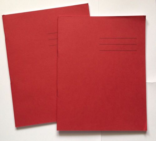 2x red exercise books 8mm ruled with margin 64 pages for sale