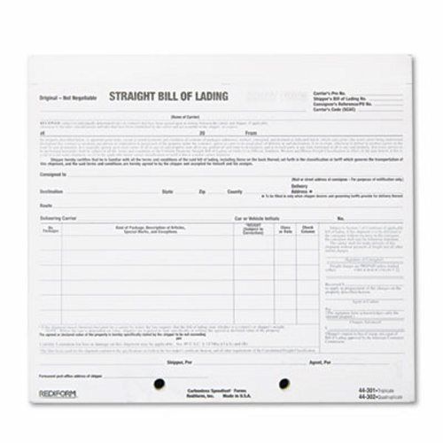 Rediform Bill of Lading Short Form, Four-Part Carbonless, 250 Forms (RED44302)