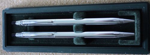 New Cross Chrome Ball Point Pen and 0.5 mm Pencil Set Made In USA