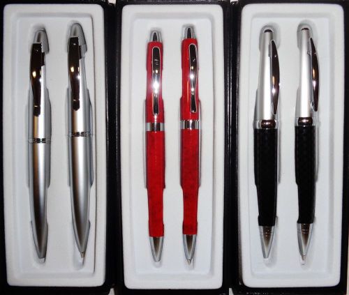 3 pierre cardin boxed mechanical pencil &amp; refillable ball pnt pen set black ink for sale