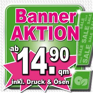 Werbebanner Werbeplane PVC-Plane Banner 100 x 100cm, Druck u. Osen, wetterfest