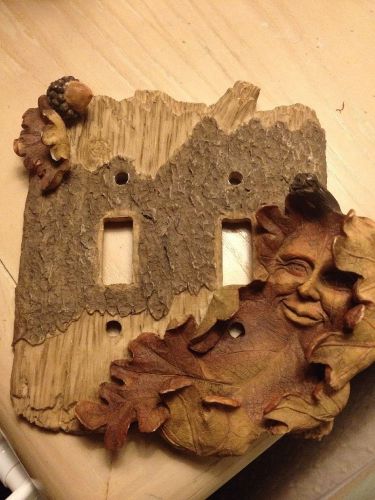 Oak Leaf Switch Plate Vancouver Innovation Art Cabin Decor Man Face Tree Bark