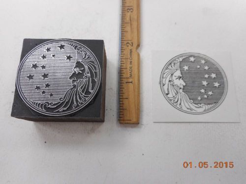 Letterpress Printing Printers Block, P&amp;G, Procter &amp; Gamble Man in Moon w Stars