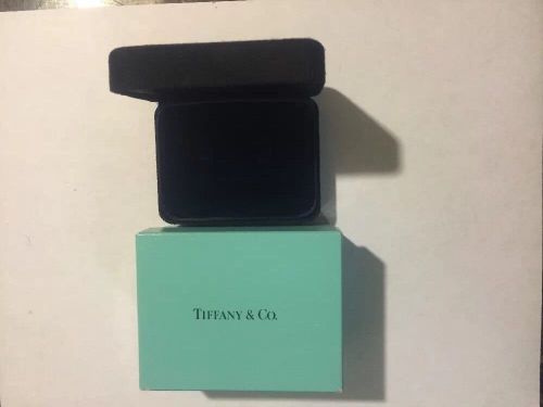 Tiffany &amp; Co. Black Blue Velvet SUEDE Cuff Link Presentation Box New Old Stock