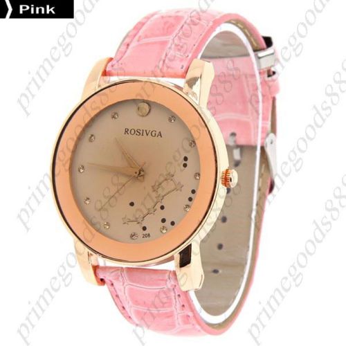 Star constellations big dipper stars pu leather  ladies wristwatch women&#039;s pink for sale
