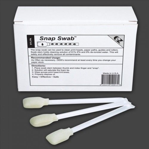 Thermal Printer SNAP Swabs, 4.5&#034; with EZ Clean Solution, 25 per box