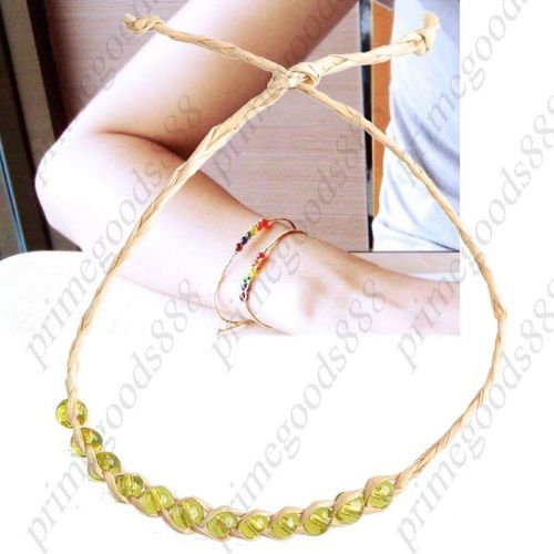 Vintage Simple Braided Anklet Ankle Bracelet Hand Chain Bracelet Light Yellow