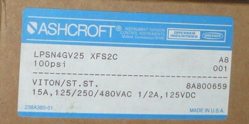 New in box ashcroft lpsn4gv25 xfs2c viton 316 stainless steel pressure switch for sale