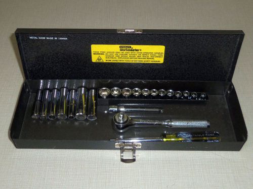 USED STANLEY WORKMASTER BOX W/ 19 ACCESSORIES 86-000 12.25&#034; X 4&#034; X 1.2&#034;