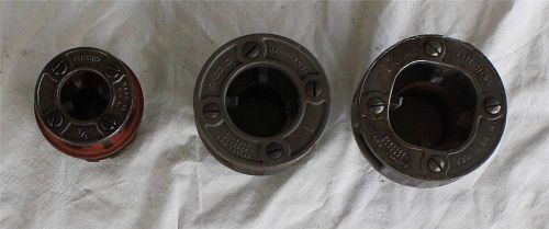 Vintage lot of 3 Ridgid 11-R Pipe/ Bolt Threader Die and Head