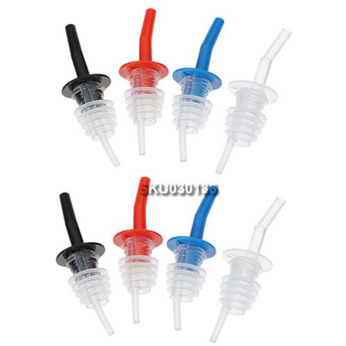 8x Plastic Bottle Pourer Wine Flow Liquor Juice Oil Olive Spout Stopper 4 Color