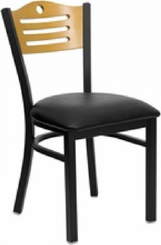 NEW METAL DESIGNER RESTAURANT CHAIRS W BLACK VINYL SEAT ****LOT OF 20 CHAIRS****