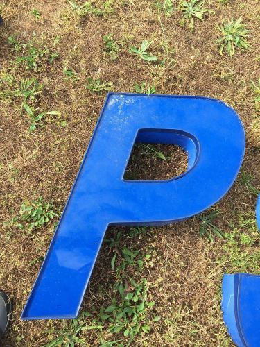 Channel Letter Blue &#034;P&#034; with blue trim, blue channel