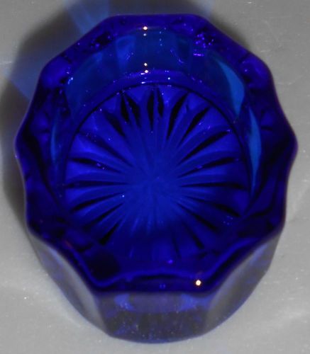 dark cobalt blue glass salt dip cellar celt oval panel pattern art master clear