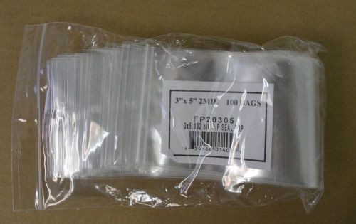 Lot of 100 3x5 3&#034; x 5&#034; 2 Mil Clear Plastic With Hang Hole Zip Zipper Lock Bags