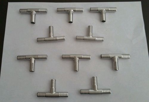 (10)  3/8&#034; BARB TEE. STAINLESS STEEL FITTINGS TEES