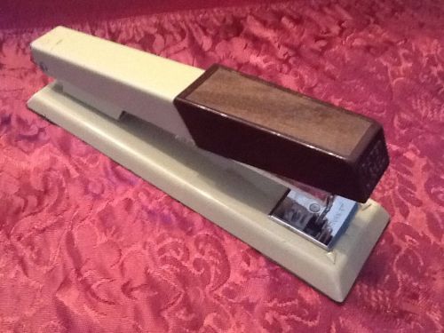 Vintage Retro Stapler Bates 640 Custom Beige with Wood Grain Made In USA