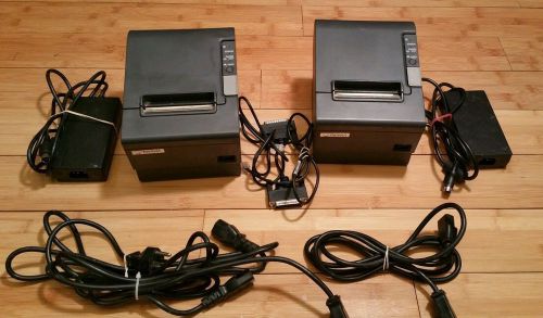 Lot of (2) - Epson tm-t88iv M129H Thermal Receipt Printers w/Power Supply