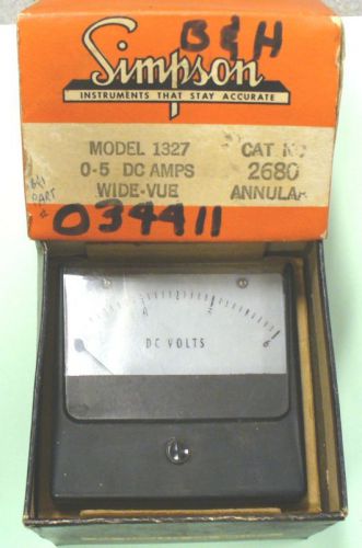 Simpson 1327 0-5 DC Volts Wide-Vue Gauge - NEW NOS
