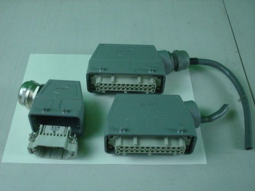 Lot of 3 harting han connectors 1 new 1e and 2 used e2&#039;s with connectors for sale