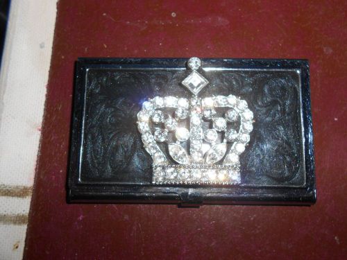 Chrone rhinestone crown business card holder