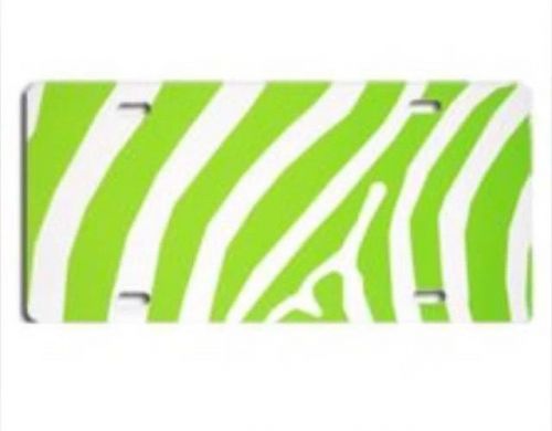 BLANK 6&#034;x12&#034; PLASTIC ACRYLIC LICENSE PLATE TAG GREEN ZEBRA  PLATE DECAL STICKER