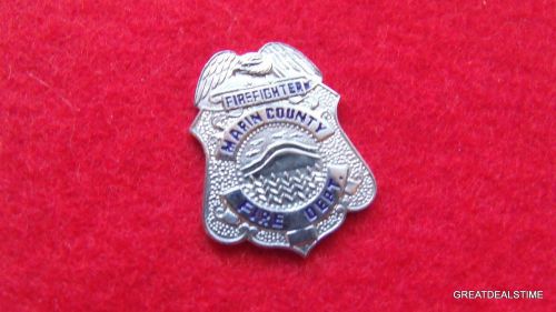 Marin county fire dept badge,firefighter fireman mini metal lapel pin,silver emt for sale