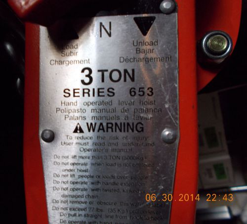 Cm series 653 lever hoist for sale