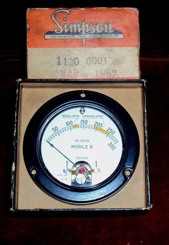 VINTAGE SIMPSON DC VOLTS – MISSILE B GAUGE - NEW