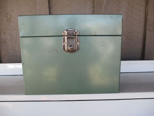 VINTAGE GREEN HAMILTON SKOTCH LARGE METAL FILE BOX WITH KEY