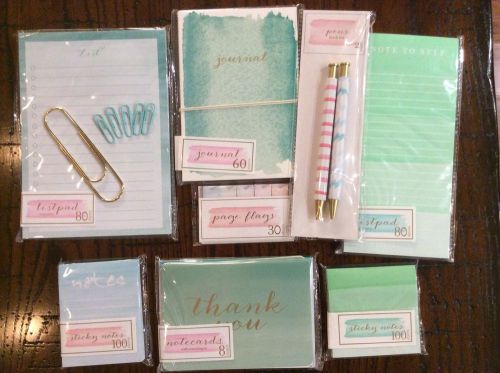 Target Dollar Spot Goodies LOT~  Stationary/Planner Set~ Blue/Green Watercolor