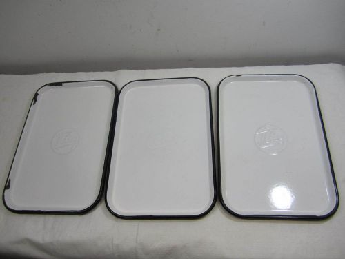 3 Vintage Black &amp; White Granite McCray Meat Trays Enamelware