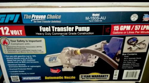 GPI M-150S-AU 12 Volt DC Aluminum Gear Pump w/Hose and Nozzle