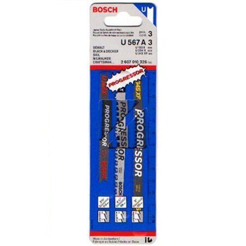 Bosch U567A3 Progressor Universal Shank Jigsaw Blade Assortment, 3 Pack