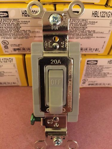 Hubbell HBL1221GY Spec Grade 20 Amp 120-277VAC Gray Switch Single Pole