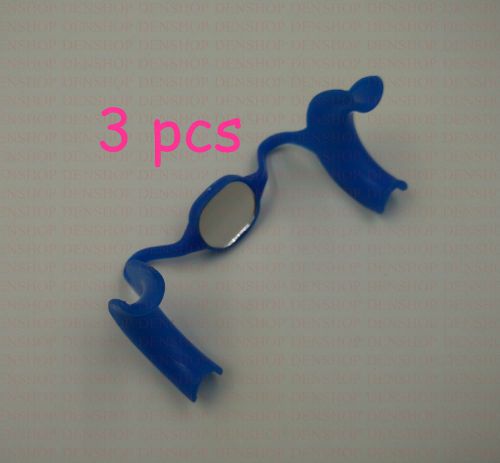 New 3 pcs Dental Teeth Whitening Lip Retractors Clear Blue M-Shape Middle Size