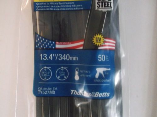 THOMAS &amp; BETTS ( 1 ) 50 PACK 13.4&#034; BLACK TY-RAP UV CABLE TIES ( TY527MX )