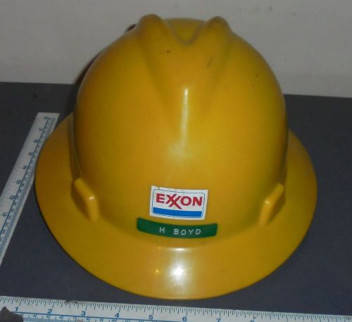 Vintage v-gard safety hard hat cap w/liner headband oil rig exxon sticker for sale
